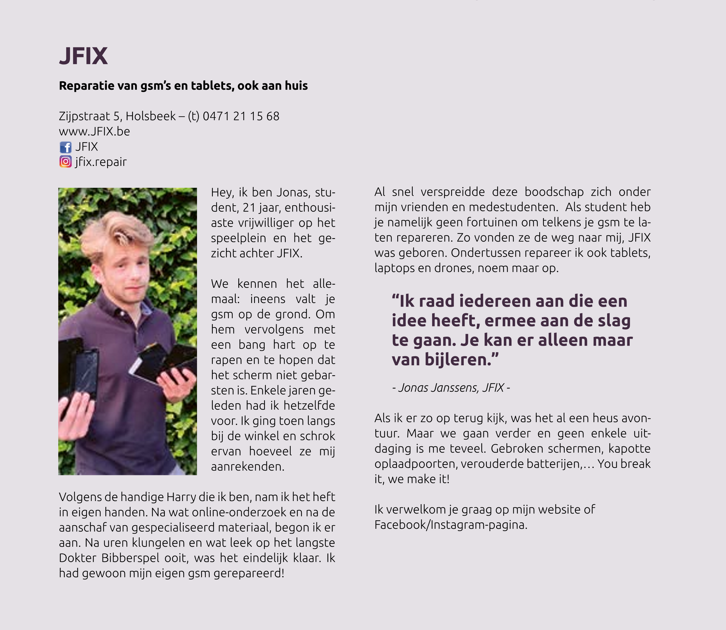 JFix krantenartikel Holsbeek